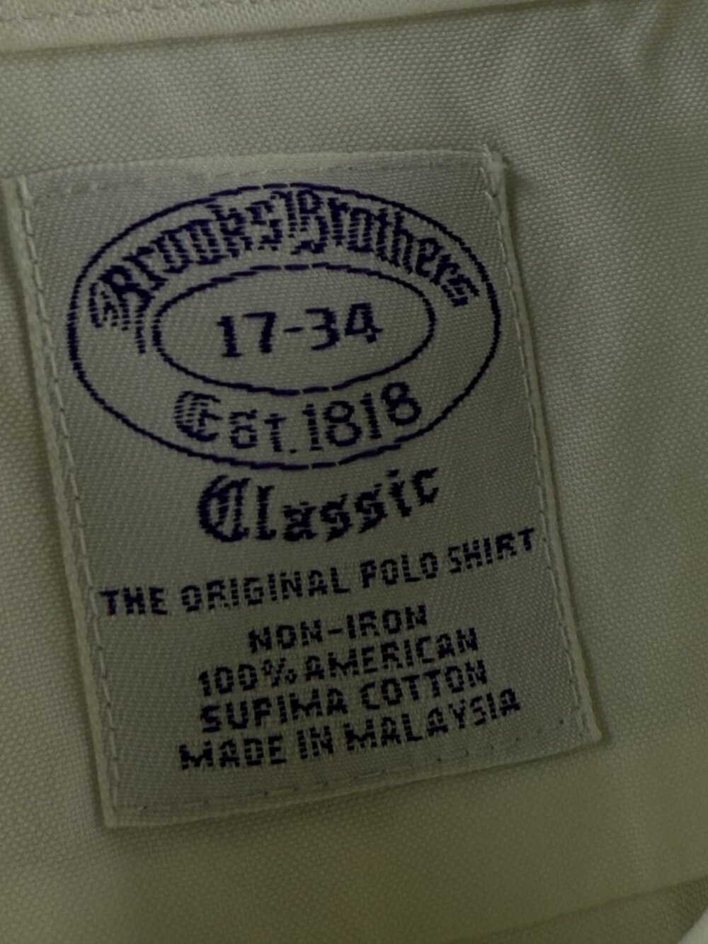 Brooks Brothers Cotton Classic 17 34 White Button-Down Non-Iron Shirt Mens Adult - Picture 9 of 16
